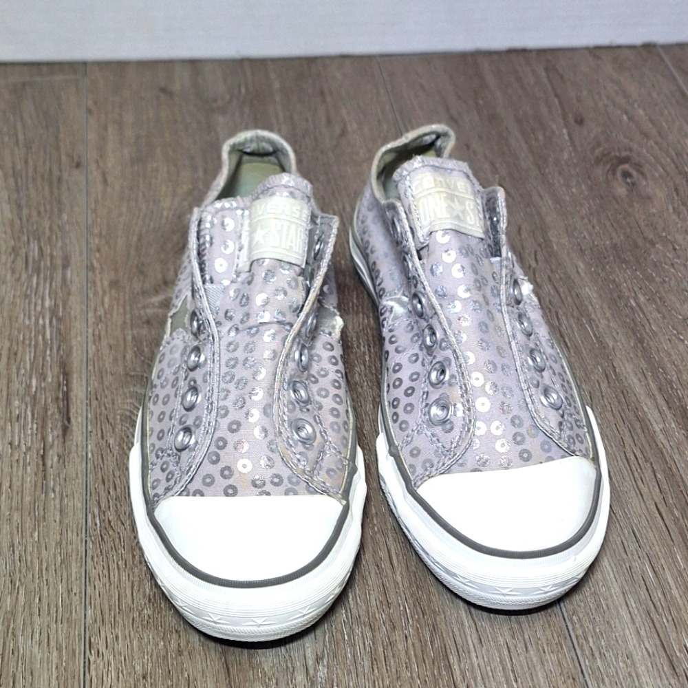 Converse One Star Sneakers Womans size 6.5 Shiny Foul Print Star Cut Out Slip On